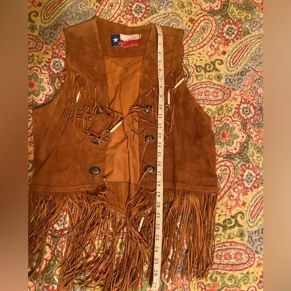 Liz & Parker suede leather fringe western vest M - Picture 2 of 8